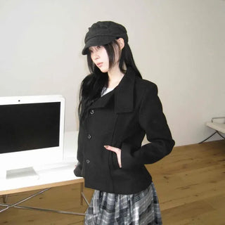 Vintage Boxy Semi-Crop Wool Coat