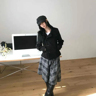 Vintage Boxy Semi-Crop Wool Coat