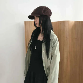 Vintage Striped Oversized Loose Shirt