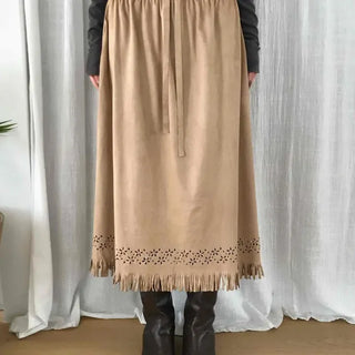 Tassel Elastic A-Line Midi Skirt