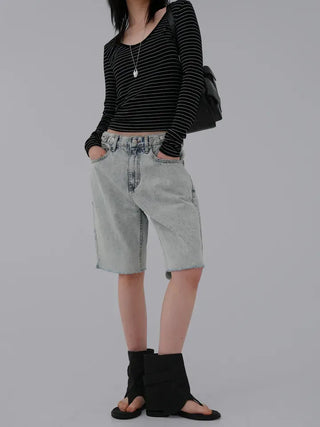 Yeni U-neck Two-way Long Sleeve T-shirt