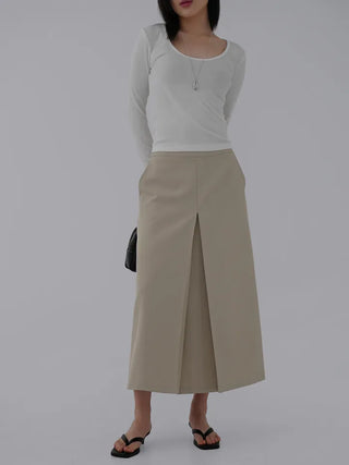 Yeni U-neck Two-way Long Sleeve T-shirt