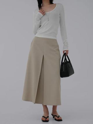 Yeni U-neck Two-way Long Sleeve T-shirt