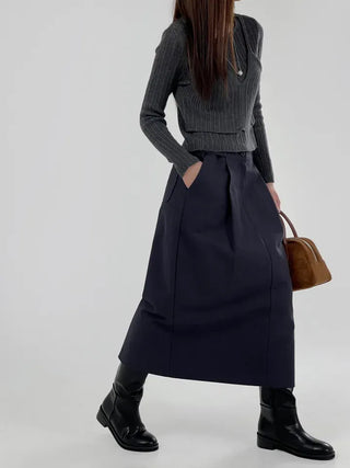 Vine pintuck long skirt