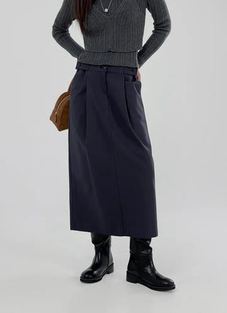 Vine pintuck long skirt
