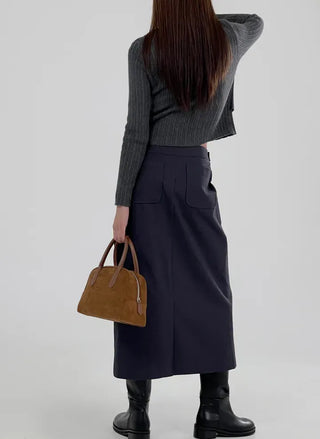 Vine pintuck long skirt