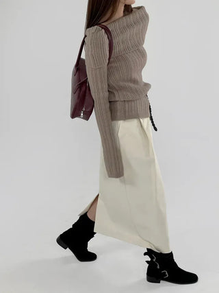 Vine pintuck long skirt