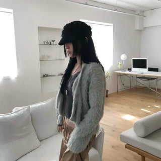 Soft Feather Poodle Oversized Open Cardigan