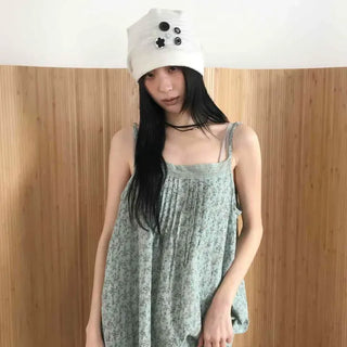 Vintage Floral Pintuck Strap Lace Mini Dress