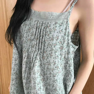 Vintage Floral Pintuck Strap Lace Mini Dress