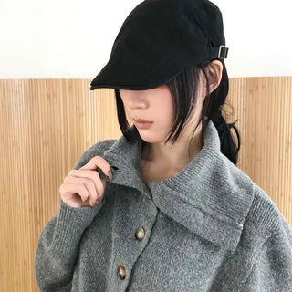 Vintage High-Neck Big Collar Zip-Up Cozy Knit