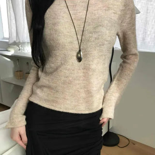 Romance Deep V-Neck Slim Fit Mohair Knit