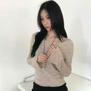 Romance Deep V-Neck Slim Fit Mohair Knit