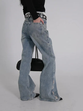 Neo String Point Washed Eyelet Bootcut Pants