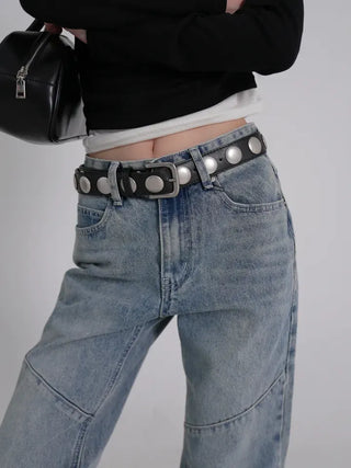 Neo String Point Washed Eyelet Bootcut Pants