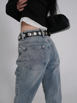 Neo String Point Washed Eyelet Bootcut Pants