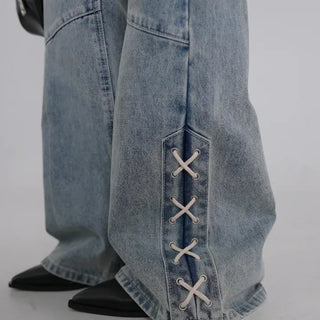 Neo String Point Washed Eyelet Bootcut Pants