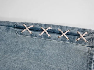 Neo String Point Washed Eyelet Bootcut Pants