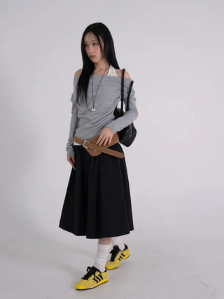 Coel Halter Layer Drape Off T-shirt