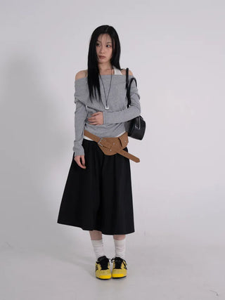 Coel Halter Layer Drape Off T-shirt