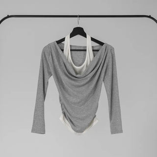 Coel Halter Layer Drape Off T-shirt