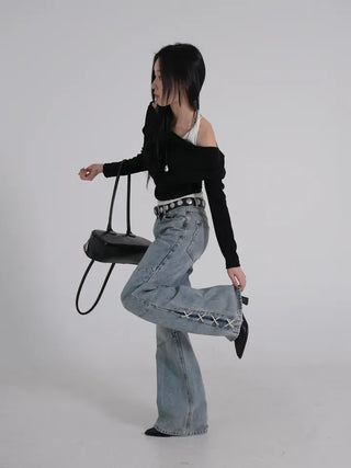 Coel Halter Layer Drape Off T-shirt