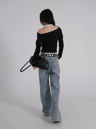 Coel Halter Layer Drape Off T-shirt