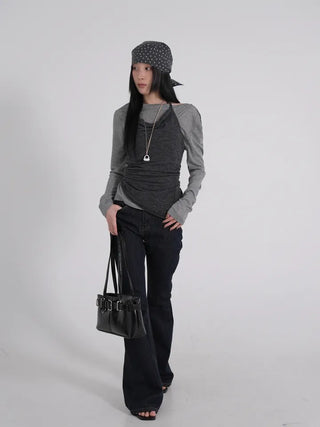 Hayu Cowl Neck Halter Diagonal Long Sleeveless