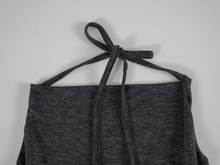 Hayu Cowl Neck Halter Diagonal Long Sleeveless