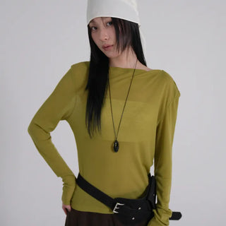 Dion Boat Neck Off-Shoulder Basic Tee
