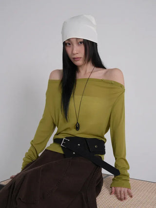 Dion Boat Neck Off-Shoulder Basic Tee