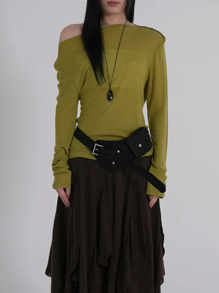 Dion Boat Neck Off-Shoulder Basic Tee