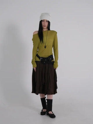 Dion Boat Neck Off-Shoulder Basic Tee