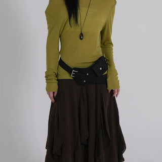 Vero Vintage Asymmetrical Wavy Knit Skirt