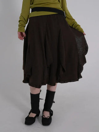 Vero Vintage Asymmetrical Wavy Knit Skirt