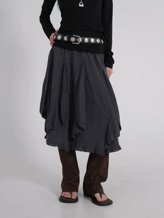 Vero Vintage Asymmetrical Wavy Knit Skirt