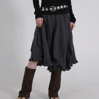 Vero Vintage Asymmetrical Wavy Knit Skirt