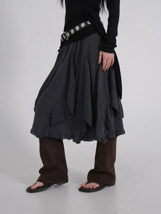 Vero Vintage Asymmetrical Wavy Knit Skirt