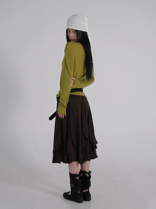 Vero Vintage Asymmetrical Wavy Knit Skirt
