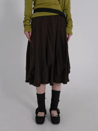 Vero Vintage Asymmetrical Wavy Knit Skirt