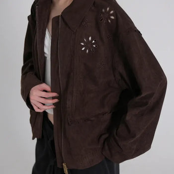 Keon Punching Point Suede Zip-Up Jacket