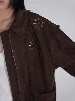 Keon Punching Point Suede Zip-Up Jacket