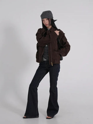 Keon Punching Point Suede Zip-Up Jacket