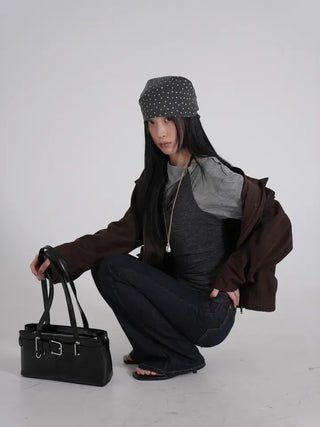 Keon Punching Point Suede Zip-Up Jacket
