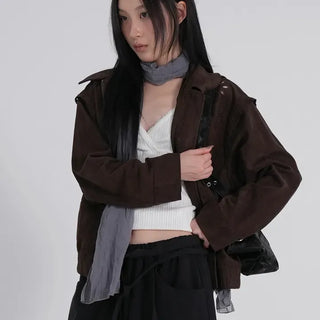 Keon Punching Point Suede Zip-Up Jacket