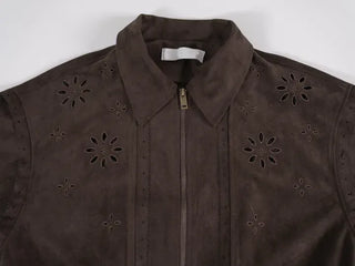 Keon Punching Point Suede Zip-Up Jacket
