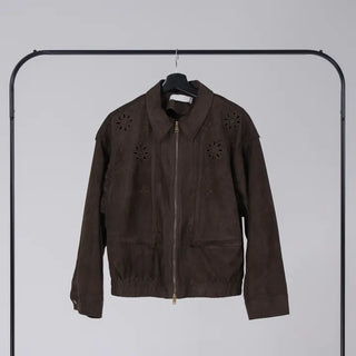 Keon Punching Point Suede Zip-Up Jacket