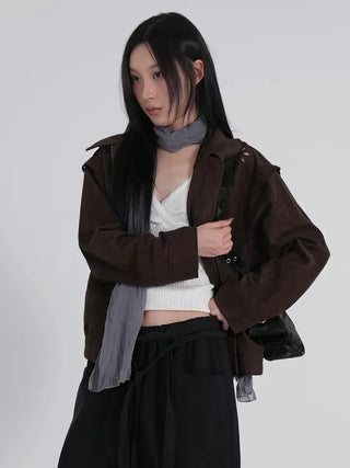 Keon Punching Point Suede Zip-Up Jacket
