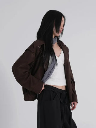 Keon Punching Point Suede Zip-Up Jacket