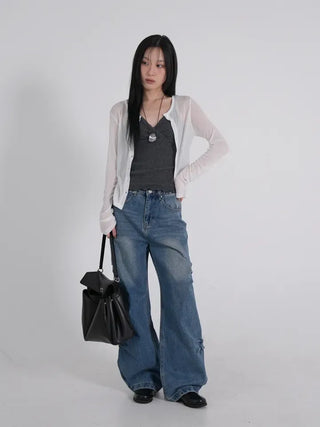 Tael Lace Ribbed Shirred Sleeveless Top